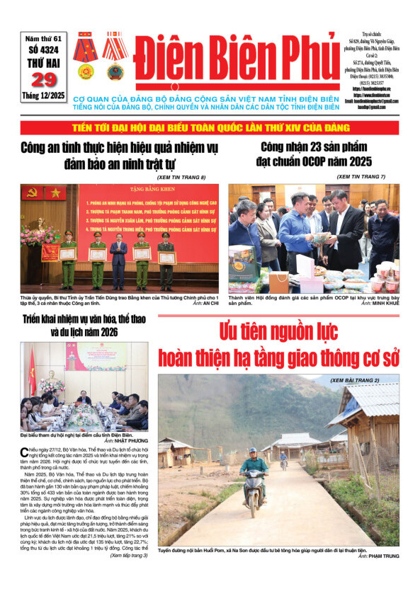 B&aacute;o thời sự Số b&aacute;o thứ hai,ng&agrave;y 29 th&aacute;ng 12 năm 2025