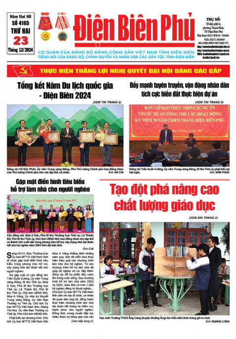 B&aacute;o thời sự Số b&aacute;o thứ hai,ng&agrave;y 23 th&aacute;ng 12 năm 2024