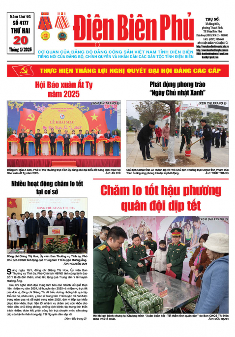 B&aacute;o thời sự Số b&aacute;o thứ hai,ng&agrave;y 20 th&aacute;ng 1 năm 2025