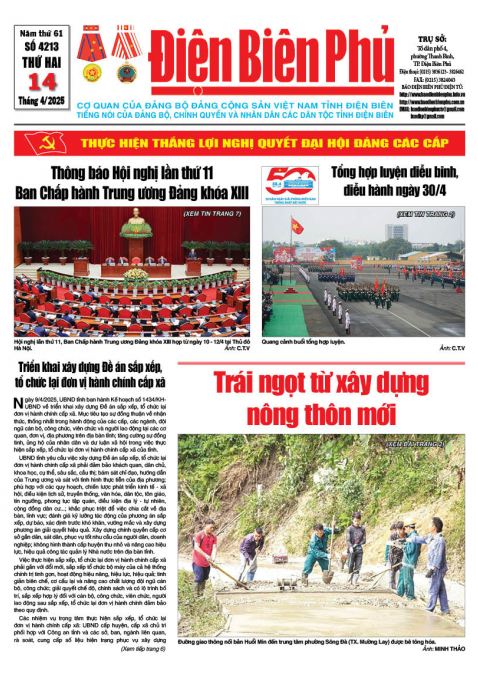 B&aacute;o thời sự Số b&aacute;o thứ hai,ng&agrave;y 14 th&aacute;ng 4 năm 2025