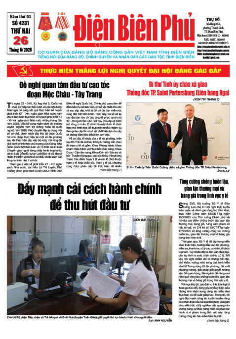B&aacute;o thời sự Số b&aacute;o thứ hai,ng&agrave;y 26 th&aacute;ng 5 năm 2025