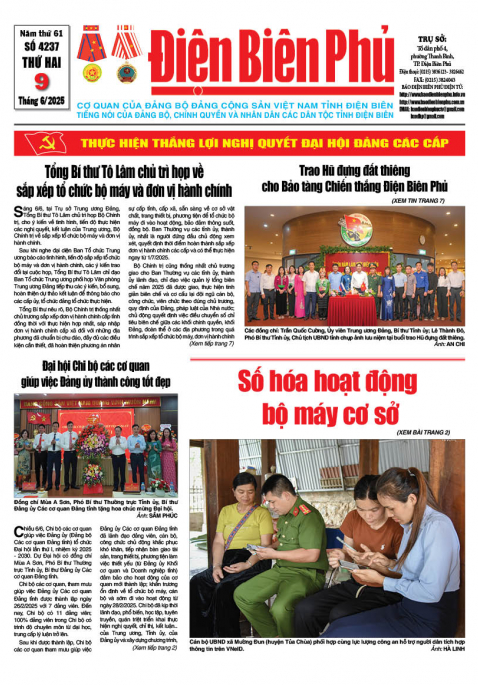 B&aacute;o thời sự Số b&aacute;o thứ hai,ng&agrave;y 09 th&aacute;ng 6 năm 2025