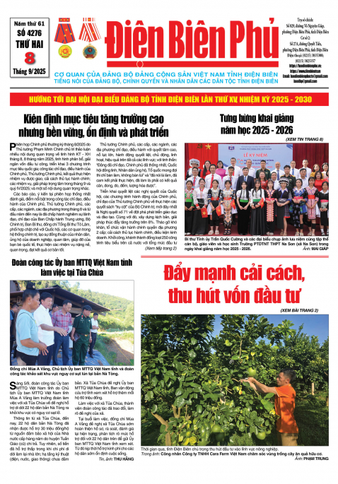 B&aacute;o thời sự Số b&aacute;o thứ hai,ng&agrave;y 08 th&aacute;ng 9 năm 2025