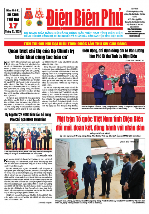 B&aacute;o thời sự Số b&aacute;o thứ hai,ng&agrave;y 17 th&aacute;ng 11 năm 2025