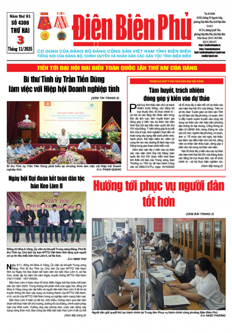 B&aacute;o thời sự Số b&aacute;o thứ hai,ng&agrave;y 03 th&aacute;ng 11 năm 2025