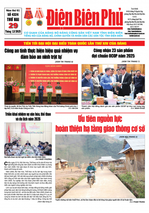 B&aacute;o thời sự Số b&aacute;o thứ hai,ng&agrave;y 29 th&aacute;ng 12 năm 2025