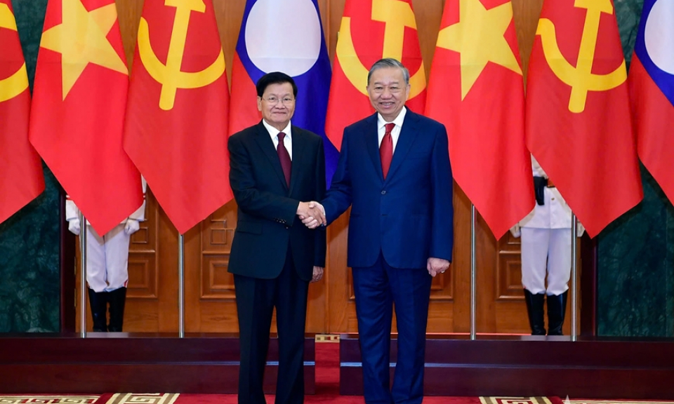 Tổng B&iacute; thư T&ocirc; L&acirc;m chủ tr&igrave; Lễ đ&oacute;n Tổng B&iacute; thư, Chủ tịch nước L&agrave;o thăm cấp Nh&agrave; nước tới Việt Nam
