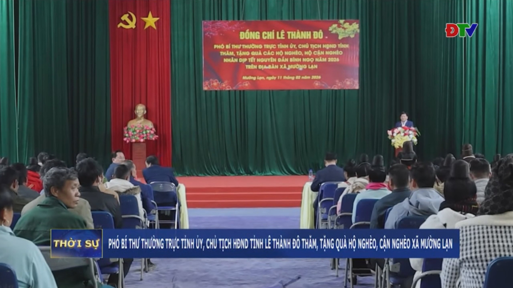 Liên kết tới bản tin video về chuyến thăm, tặng quà Tết cho hộ nghèo, hộ cận nghèo xã Mường Lạn