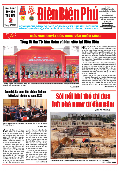 B&aacute;o thời sự Số b&aacute;o thứ hai,ng&agrave;y 02 th&aacute;ng 2 năm 2026