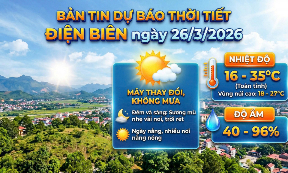 Bản tin Dự b&aacute;o thời tiết ng&agrave;y 26/3/2026
