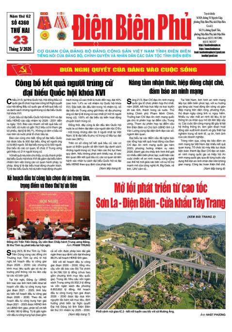 B&aacute;o thời sự Số b&aacute;o thứ hai,ng&agrave;y 23 th&aacute;ng 3 năm 2026