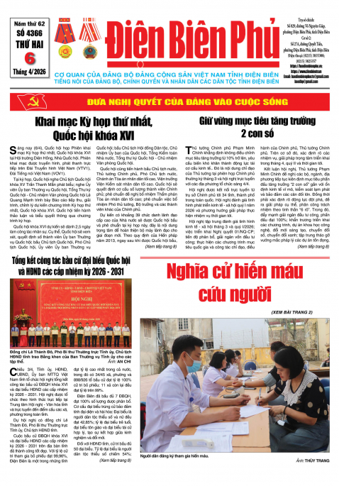 B&aacute;o thời sự Số b&aacute;o thứ hai,ng&agrave;y 06 th&aacute;ng 4 năm 2026