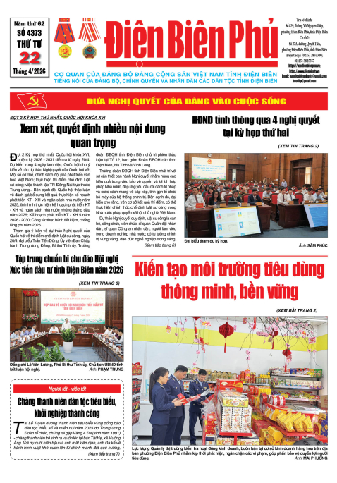 B&aacute;o thời sự Số b&aacute;o thứ tư,ng&agrave;y 22 th&aacute;ng 4 năm 2026
