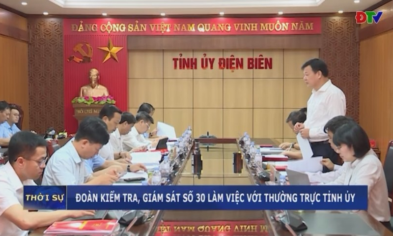Đo&agrave;n kiểm tra, gi&aacute;m s&aacute;t số 30 l&agrave;m việc với Thường trực Tỉnh ủy